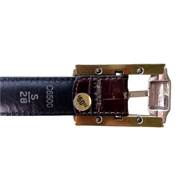 BRIGHTON Crocodile Embossed Leather Belt with Metal Embellished Hardware Size S - Picture 8 of 14
